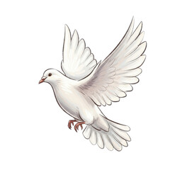 Obraz premium White Dove Flying Gracefully Isolated Black Background