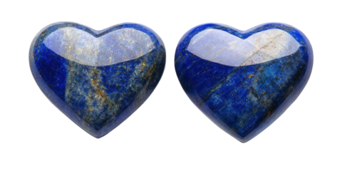 Blue heart stones valentine love symbols isolated on transparent background