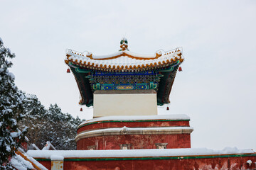 Four Great Regions ancient architecture after snow at the Summer Palace, Beijing, China