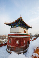 Four Great Regions ancient architecture after snow at the Summer Palace, Beijing, China