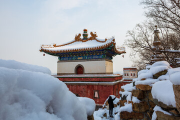 Four Great Regions ancient architecture after snow at the Summer Palace, Beijing, China