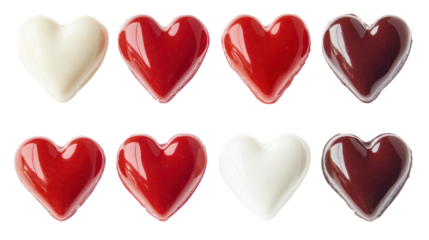 Valentine's day chocolate hearts isolated on transparent background