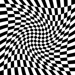 Checkered pattern background, checkerboard distorted squares