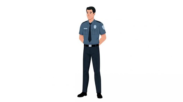18. Refined 2D full-body harbor port officer checking cargo manifest on clipboard, steady posture, m