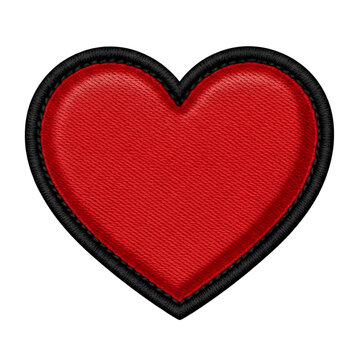 Red Heart Patch with Black Stitching valentain