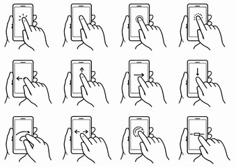 Smartphone Touch Gestures and Interactions icon set