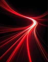 Abstract red light trails curving through darkness