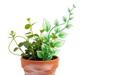 Obraz premium Hybrid Plant Growth Real Plant Meets Drawn Illustration