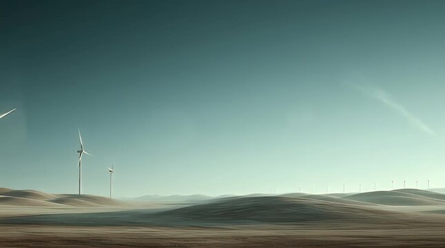 Minimal Wind Power Landscape Featuring Open Sky Space
