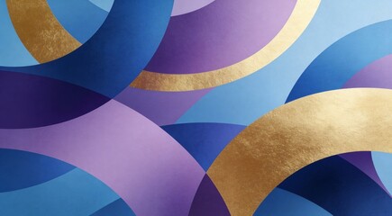 Full frame abstract background of overlapping blue purple and gold curves