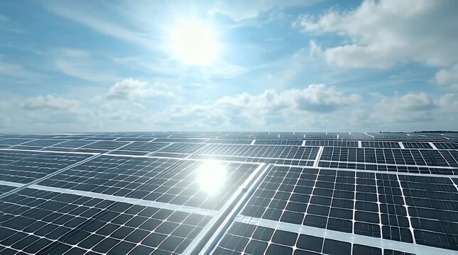 Clean Renewable Energy Scene Featuring Industrial Solar Panels