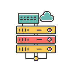 Illustration of a server with cloud icon