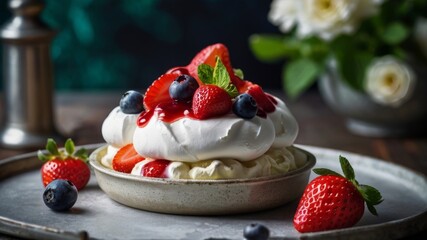 ice cream with strawberries
