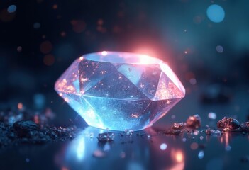 A Stunning Crystal Diamond Sparkling with Ethereal Light and Colorful Reflections