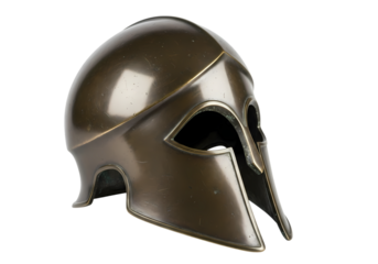Ancient bronze Spartan helmet ready for battle