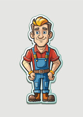 Fototapeta premium Cartoon farmer in overalls