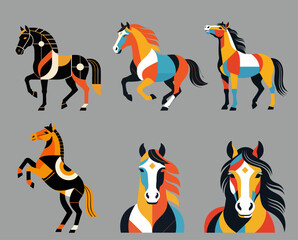 Flat vector horse transparent background design resource for Year of the Horse festive creative projects