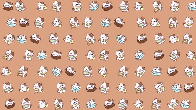 Background pattern of desserts over a brown canvas. Ideal for food blogs, recipe cards, menus, and bakery posters. Creative, appetizing design.
