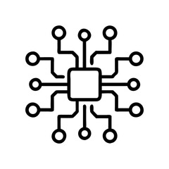 Obraz premium Schematic diagram of a computer processor on transparent background silhouette
