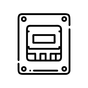Outline drawing of a digital counter box on transparent background silhouette
