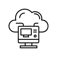 Obraz premium Computer connected to a cloud network icon on transparent background silhouette