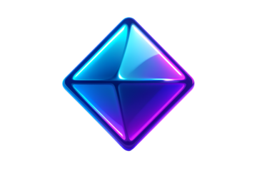 Glossy blue and purple diamond shape 3d render geometric element isolated on transparent background