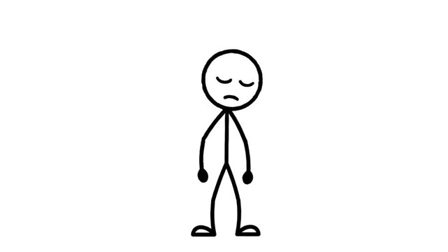 Sad stick figure animation showing despair and loneliness.