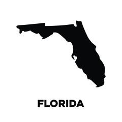 Florida map isolated on white background silhouette, united states of America. Flat concept icon symbol vector illustration.