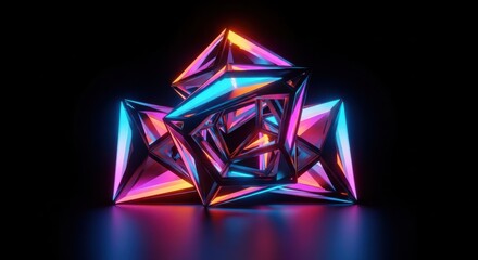 Geometric Crystal Abstract Neon Glow