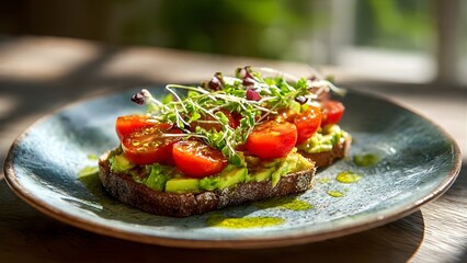 avocado toast bread and vegetable mix salad 