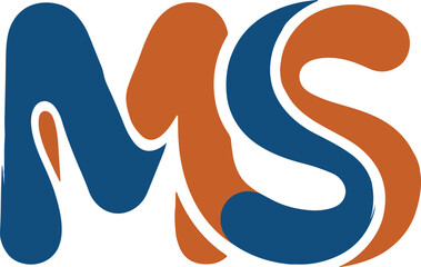 MS Flow Mark &ndash; Bold Abstract Letter Logo in Blue and Orange