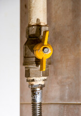 Domestic gas supply regulating valve on the pipeline, space for text