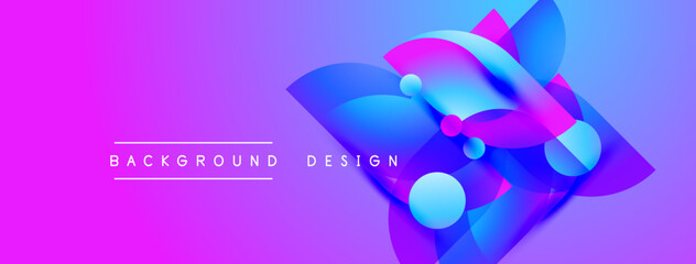 Fototapeta premium Abstract vibrant design features flowing shapes, blue hues, pink background. Modern composition, dynamic visuals, gradient effects present.
