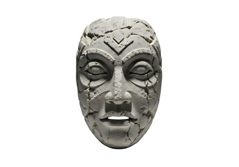 Ancient stone mask with cracked, aged, weathered look