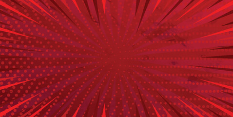 Red abstract background with glowing rays and dynamic light burst effects
