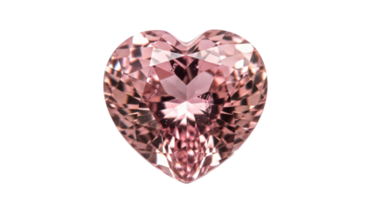 Pink heart shaped diamond on black background with black backdrop and white.
