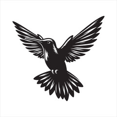 Naklejka premium Flying hummingbird silhouette vector, Silhouette abstract flying hummingbirds isolated on white background illustration