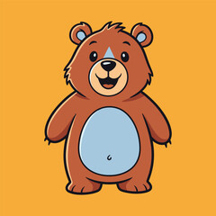 Fototapeta premium Cheerful brown bear with blue belly Vector