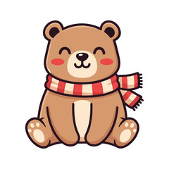 Happy bear wearing scarf Vector