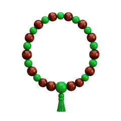 3d rendered beaded bracelet with green and brown beads isolated on transparent background