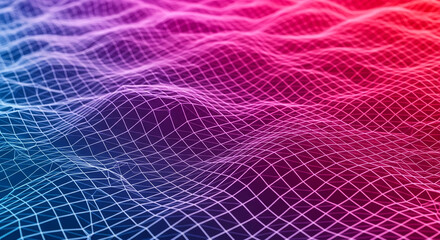 Abstract blue and pink grid pattern, creating a wavy, flowing texture suitable for digital background or presentation template