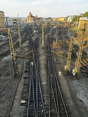 Railroad tracks with multiple travel options and multiple crossing points