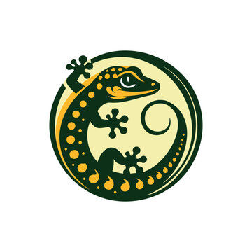 Gecko Lizard Logo Tropical Reptile Wildlife Emblem