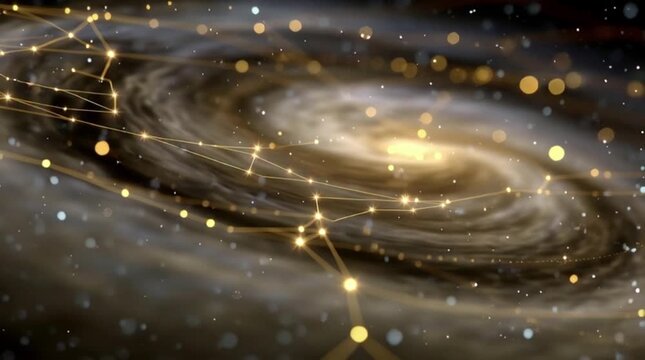 animated night sky with golden constellations