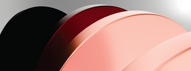 Peach Red Gray Layered Circles 3D Abstract Background Design