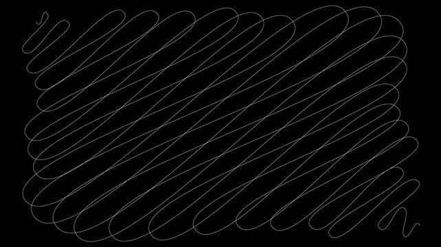 scribble line animation on black background. pencil drawing wavy line 