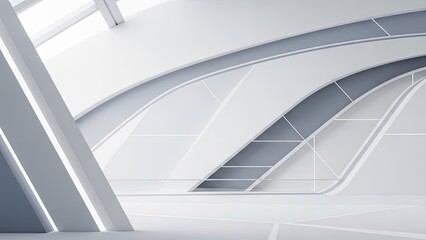 Fototapeta premium Modern White Architecture Interior with Curved Lines