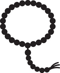Obraz premium Minimalist black silhouette icon of prayer beads with a tassel, representing spirituality
