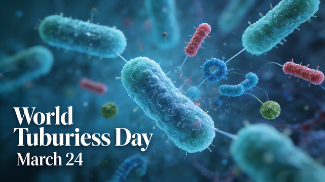 TB bacilli and micro background, World tuberculosis Prevention Day "reveals bacteria from a micro perspective, calls for attention to tuberculosis prevention", medical science popularization 