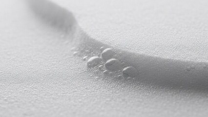 Water Droplets on a Smooth Surface Closeup.